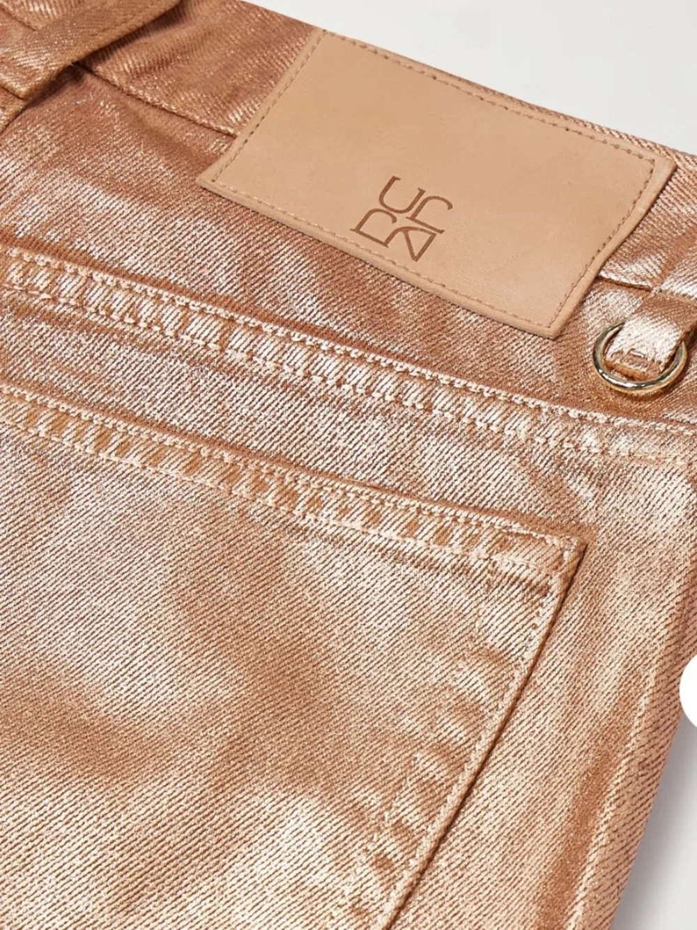 Ulla Johnson Metallic Tan Straight-Leg Jeans - Picture 6 of 9